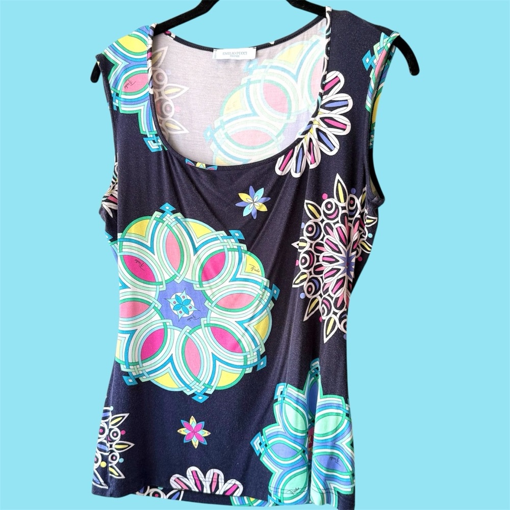 Vintage Emilio Pucci Fitted Sleeveless Top - Vibrant Mandala Print